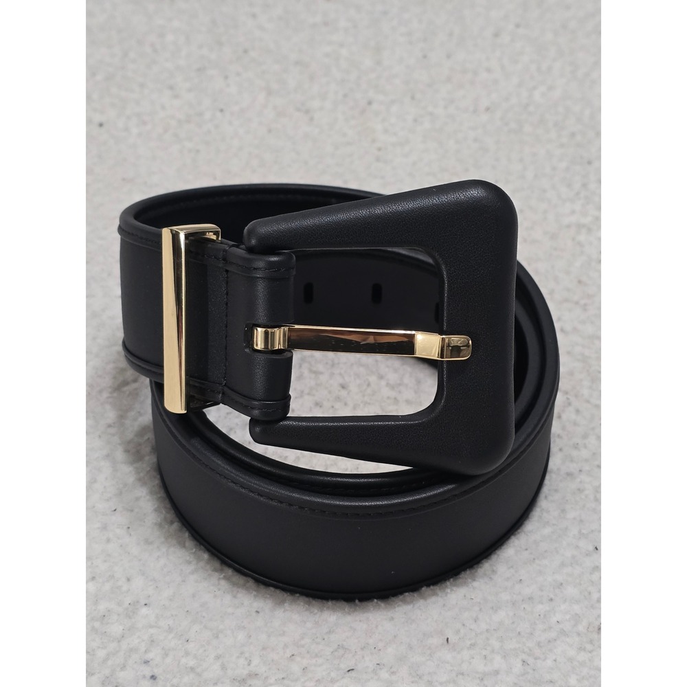 Cabi Black Genuine Leather Belt Gold Hardware Large Wide Buckle 4802 - Picture 5 of 10